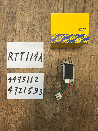 RTT114A / 4475112 / 4721593 Spanningsregelaar diverse modellen Fiat, Lancia, Alfa Romeo en Maserati, origineel Magneti Marelli